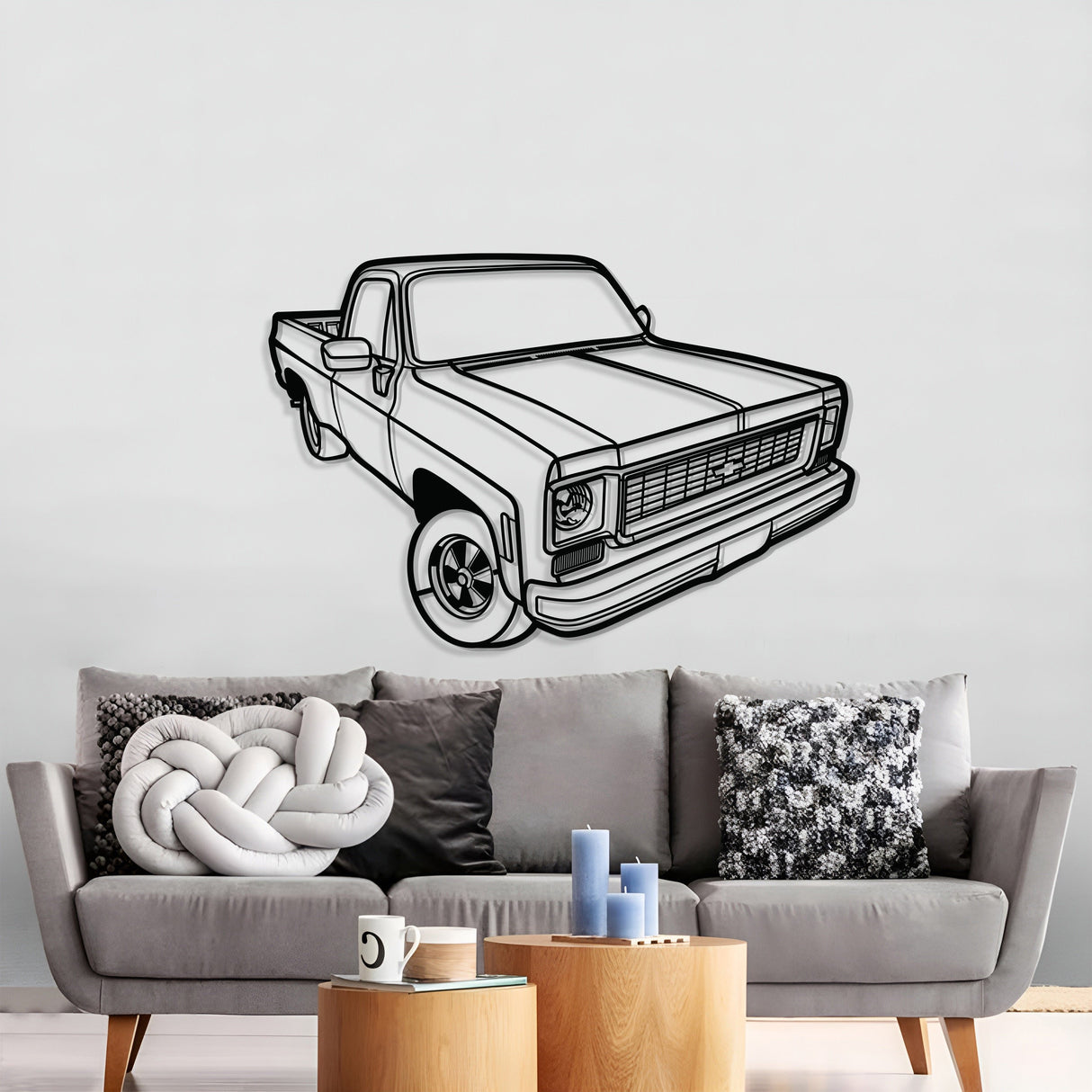 1973 C10 Perspective Metal Car Wall Art - NC1254