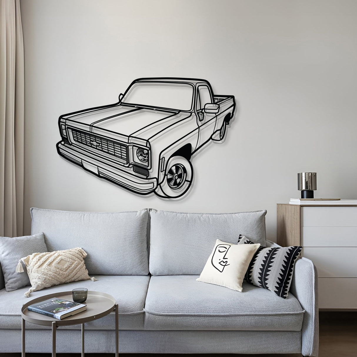 1973 C10 Perspective Metal Car Wall Art - NC1254