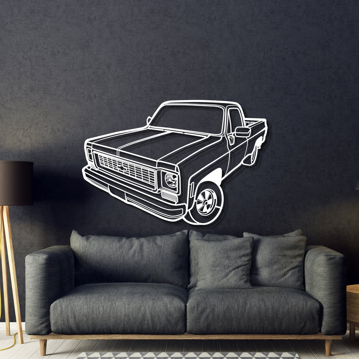 1973 C10 Perspective Metal Car Wall Art - NC1254