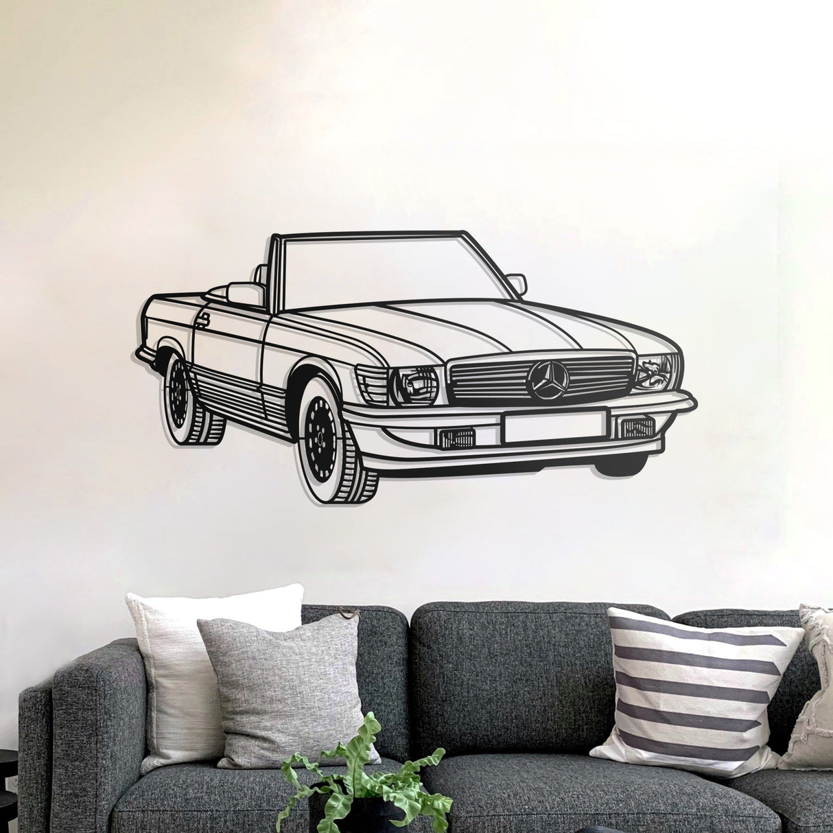 1976 W107 Convertible Perspective Metal Car Wall Art - NC1173