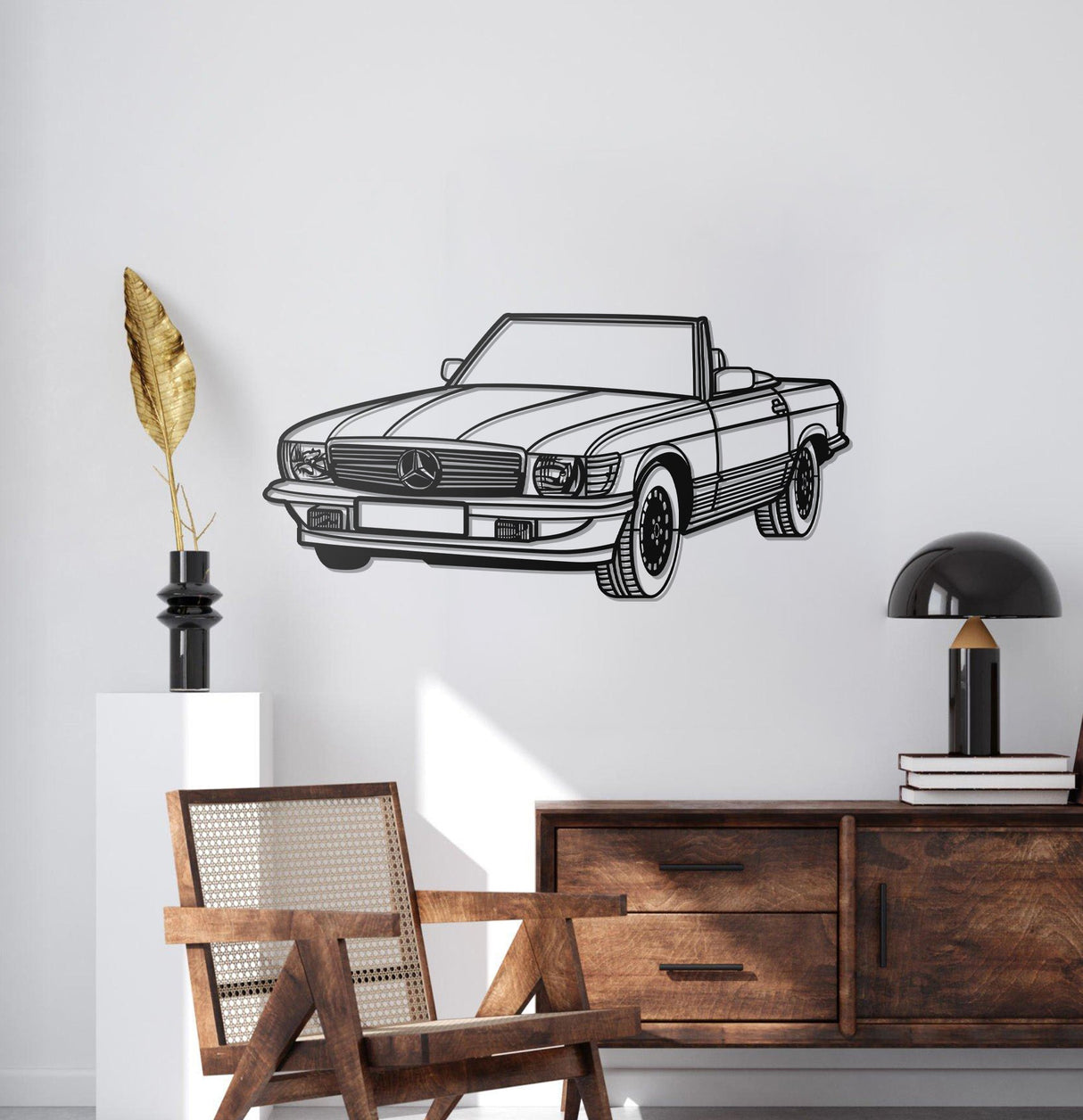 1976 W107 Convertible Perspective Metal Car Wall Art - NC1173