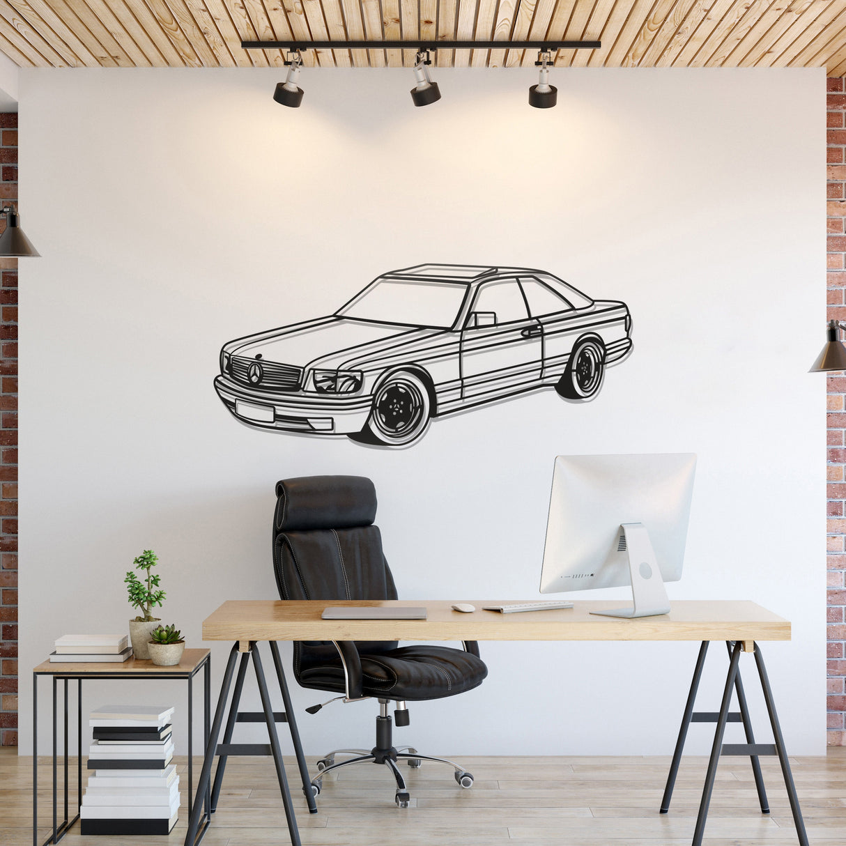 1989 W126 SEC Perspective Metal Car Wall Art - NC1174