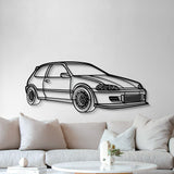 1993 Civic HB Drag Perspective Metal Car Wall Art - NC1163