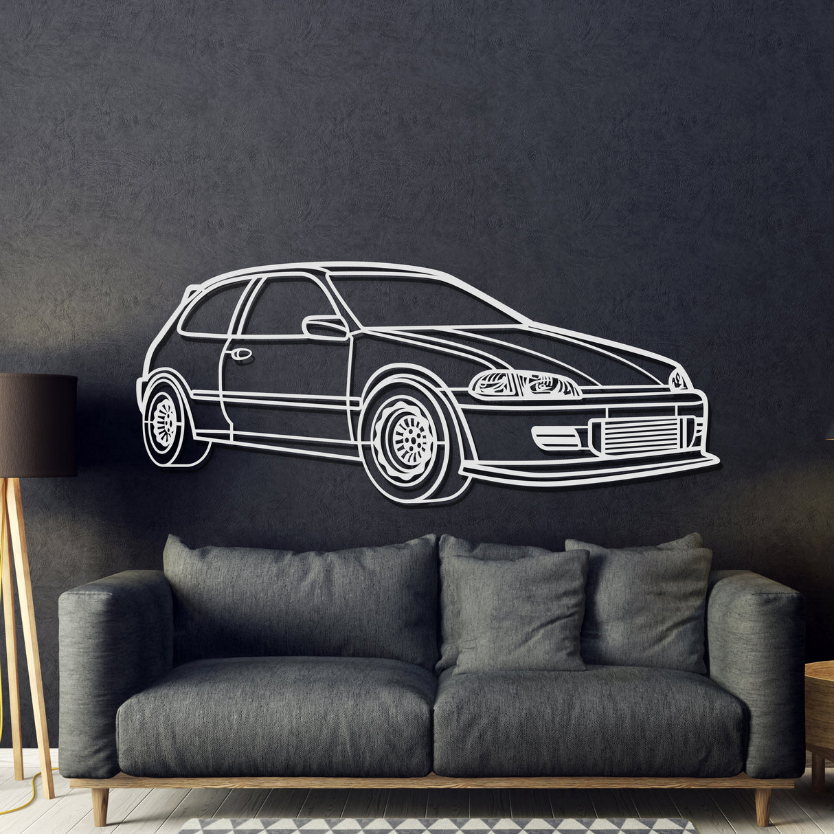 1993 Civic HB Drag Perspective Metal Car Wall Art - NC1163