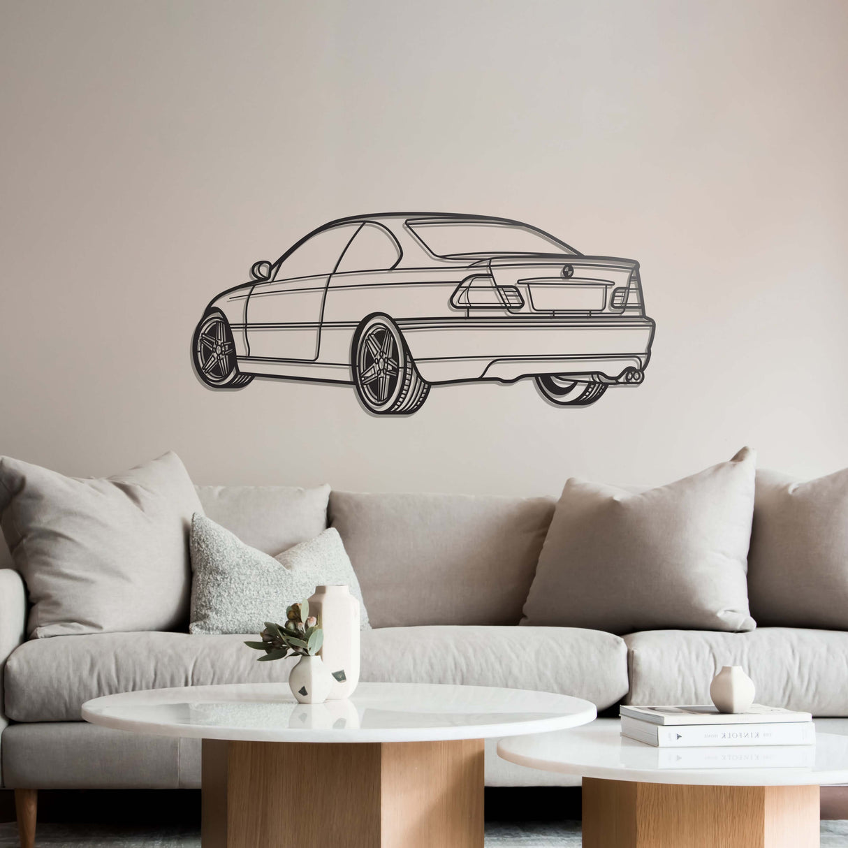 E46 Back View Perspective Metal Car Wall Art - NC1227