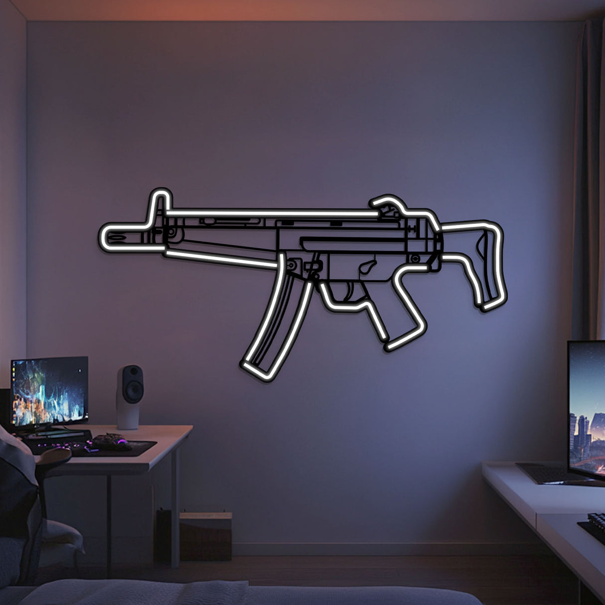 MP5 Metal Neon Weapon Wall Art - NCN0067