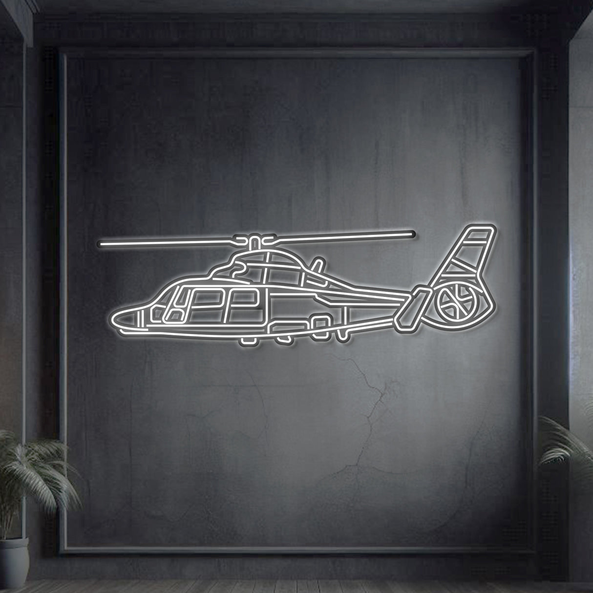 AS365 Dauphin Metal Neon Aircraft Wall Art - NCN0014