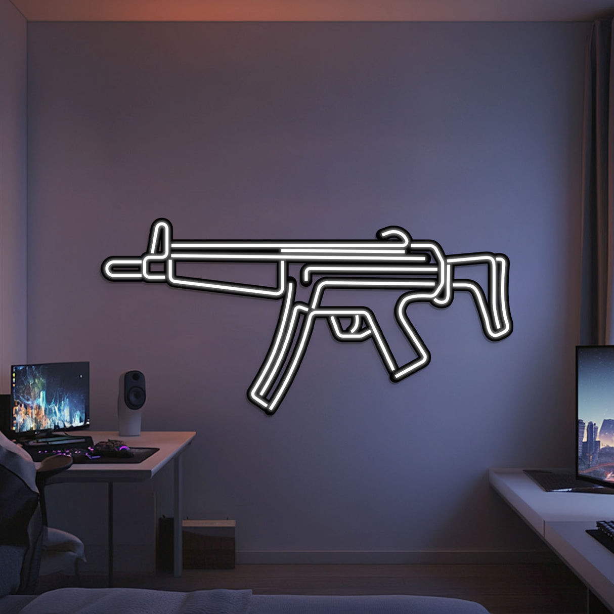 MP5 Metal Neon Weapon Wall Art - NCN0067