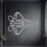 F-22 Raptor Top Metal Neon Aircraft Wall Art - NCN0040