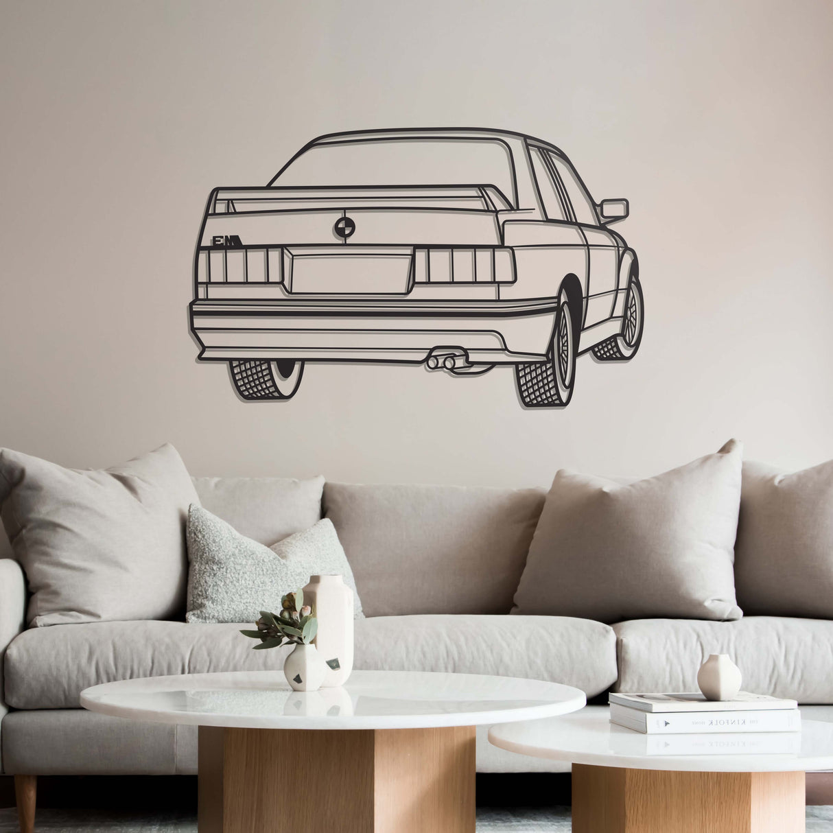 E30 Back View Perspective Metal Car Wall Art - NC1225