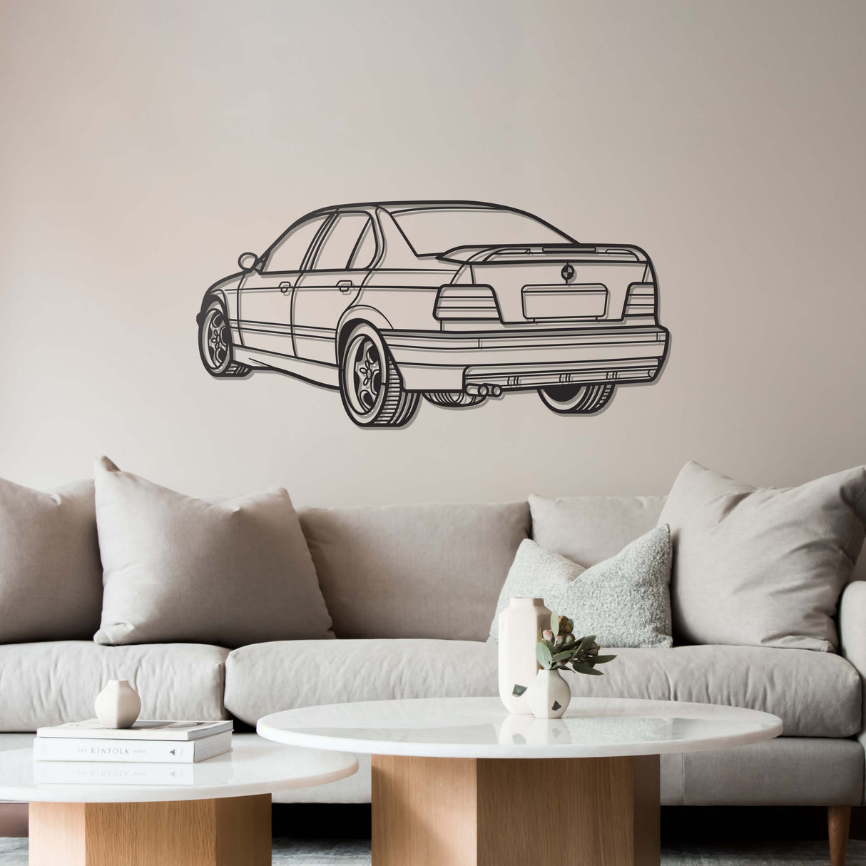 E36 M3 Back View Perspective Metal Car Wall Art - NC1226