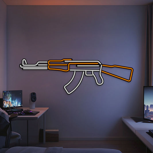 AK-47 Metal Neon Weapon Wall Art - NCN0061
