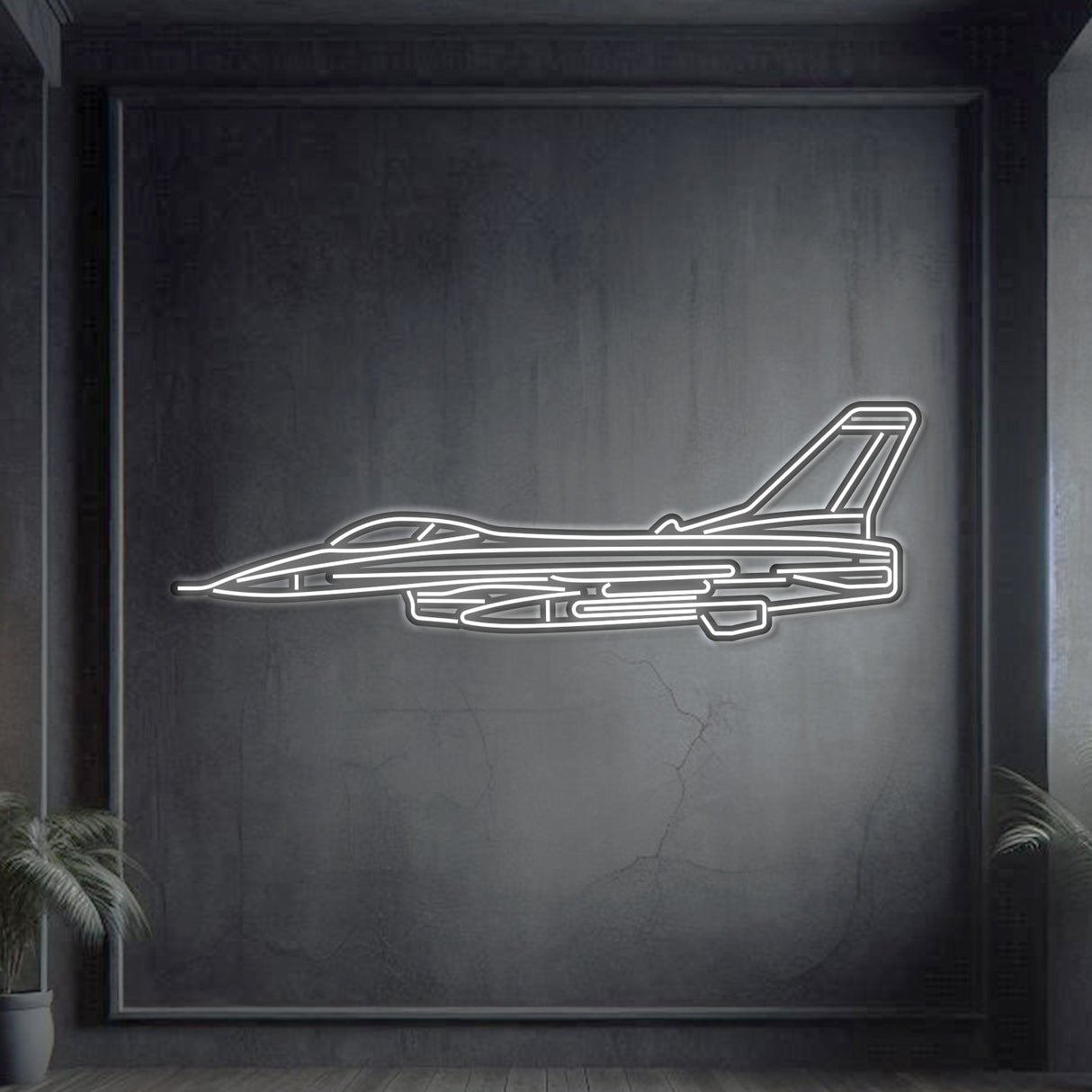 F-16 Falcon Metal Neon Aircraft Wall Art - NCN0038