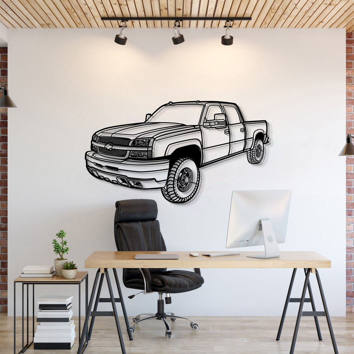 2003 Silverado 2500 Perspective Metal Car Wall Art - NC1256