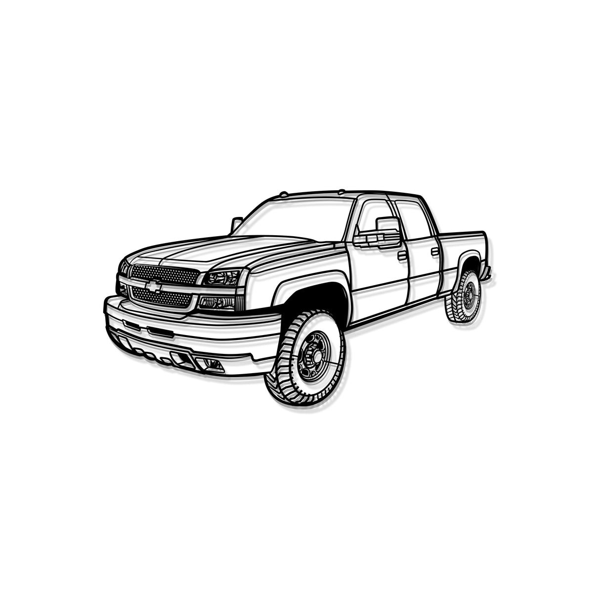 2003 Silverado 2500 Perspective Metal Car Wall Art - NC1256