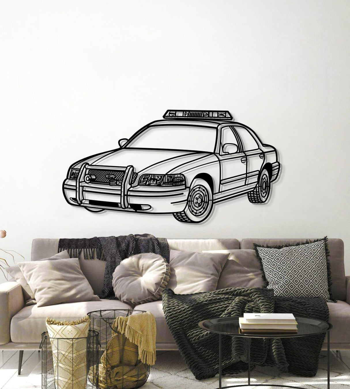 2003 Crown Victoria Copcar Perspective Metal Car Wall Art - NC1266