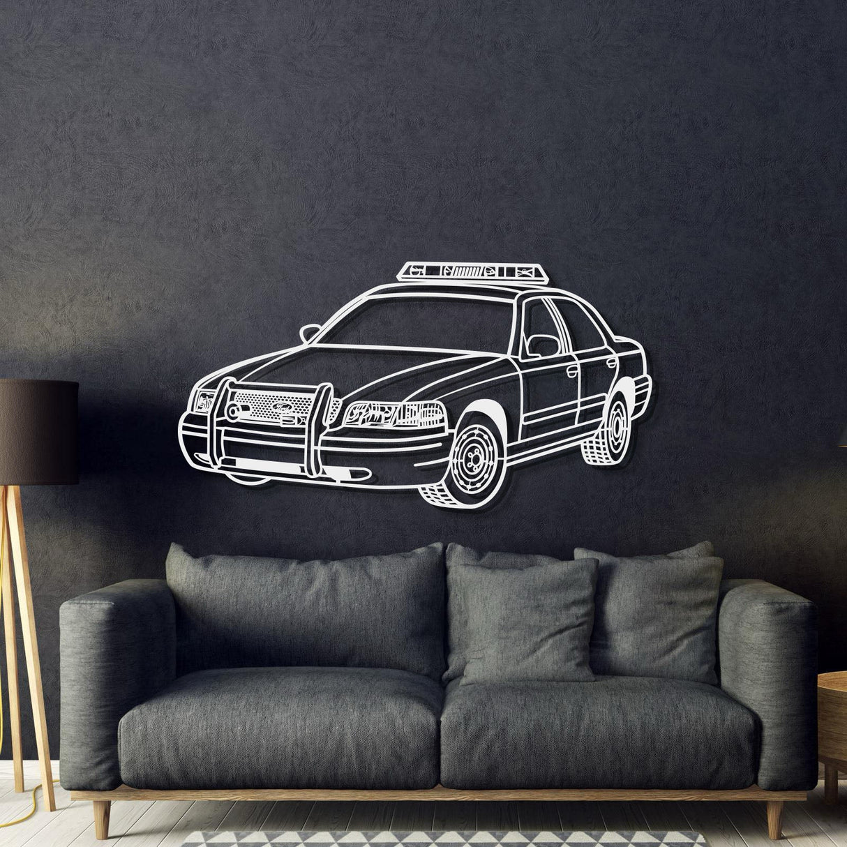 2003 Crown Victoria Copcar Perspective Metal Car Wall Art - NC1266