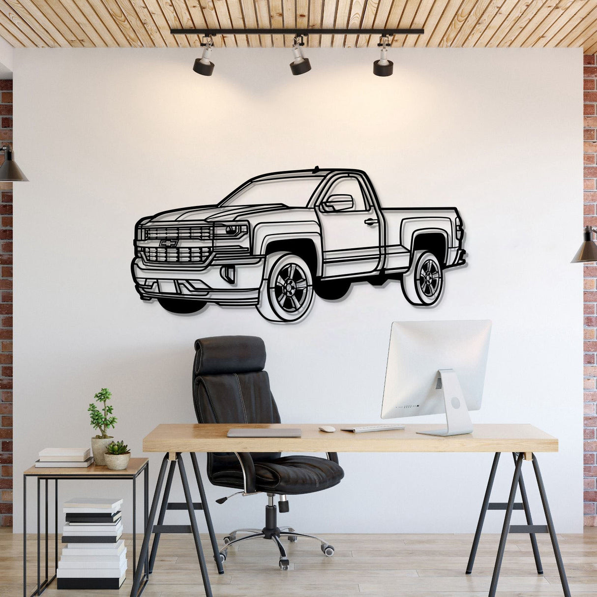 2016 Silverado 1500 Regular CAB Perspective Metal Car Wall Art - NC1153