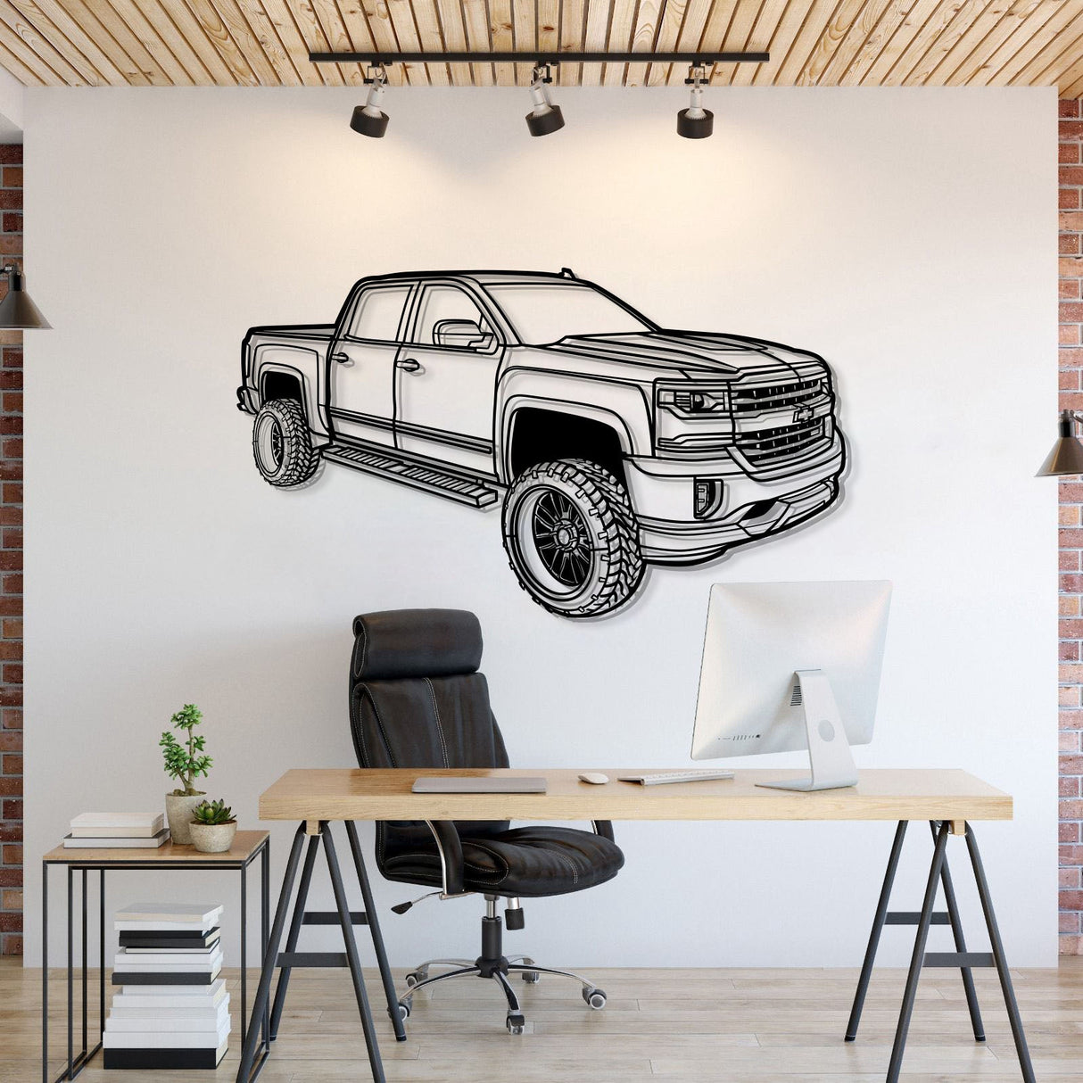 2018 Silverado 1500 LT Perspective Metal Car Wall Art - NC1258