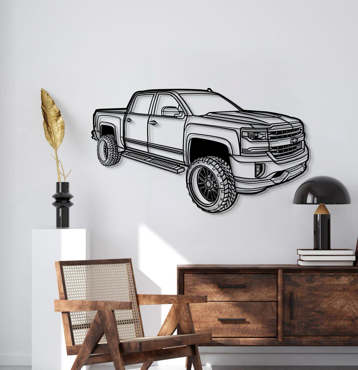 2018 Silverado 1500 LT Perspective Metal Car Wall Art - NC1258