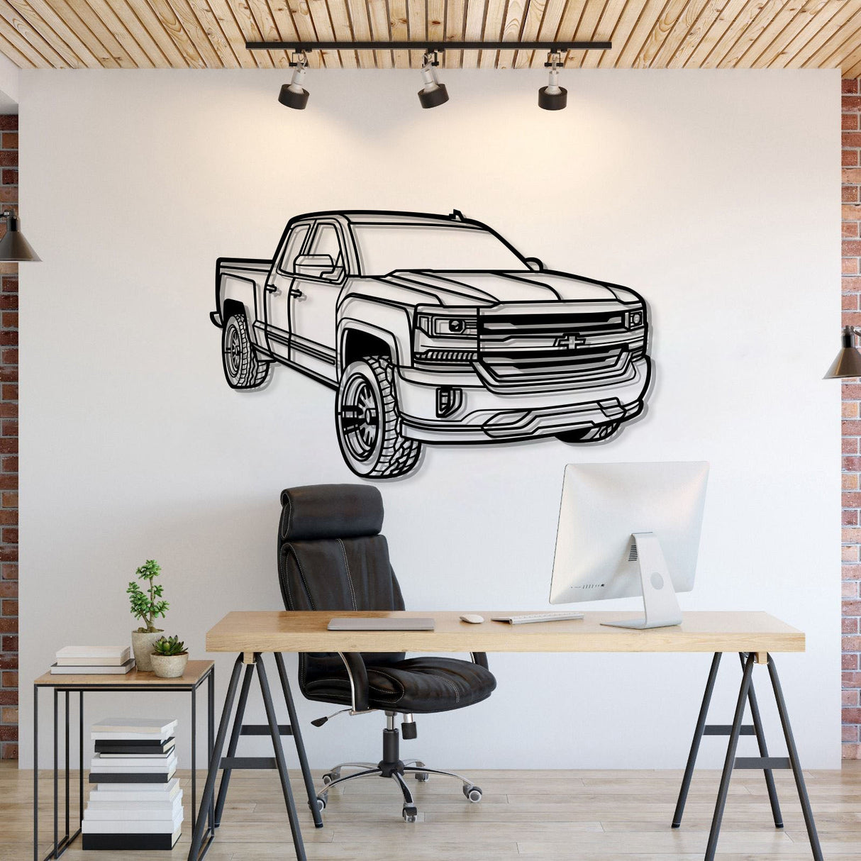 2018 Silverado 1500 LT Perspective Metal Car Wall Art - NC1257