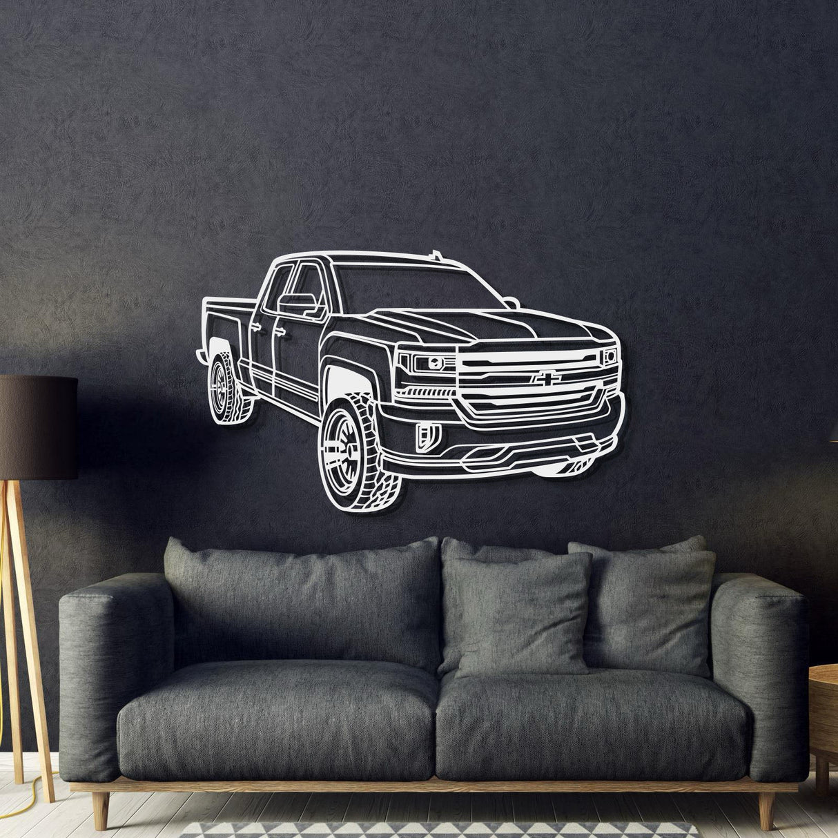 2018 Silverado 1500 LT Perspective Metal Car Wall Art - NC1257