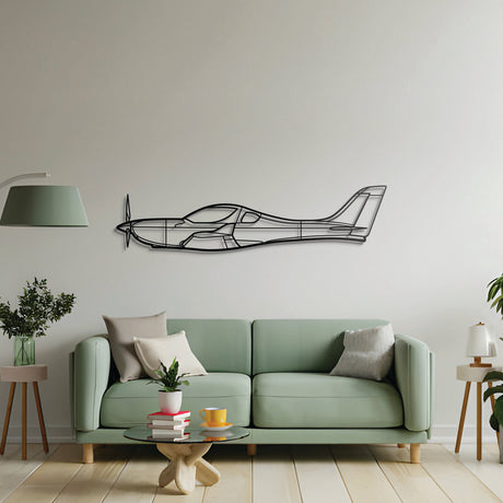Aerospool WT9 Dynamic metal silhouette art, laser-cut matte steel, aviation-themed décor for living spaces