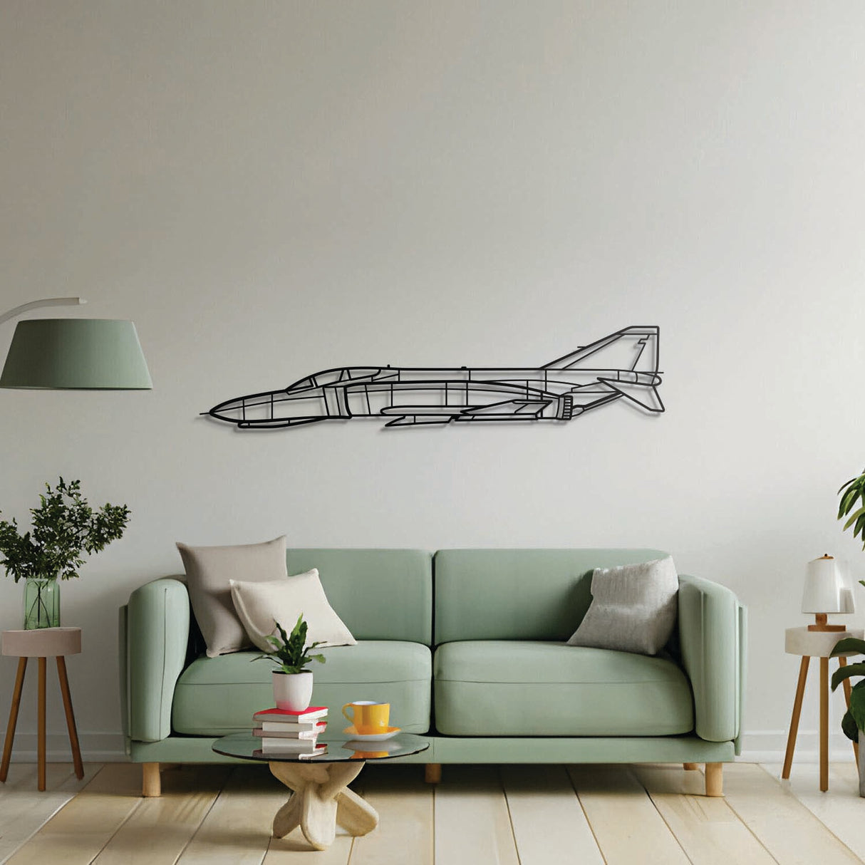 Avgeek centerpiece: F‑4C Phantom laser‑cut steel wall art with matte finish and elevation screws for aviation décor