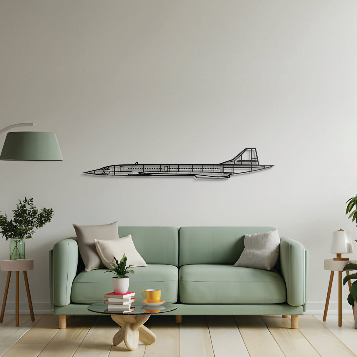Concorde supersonic jet silhouette — premium laser‑cut steel, powder‑coated, elegant aviation décor for modern interiors