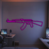 AK-47 Metal Neon Weapon Wall Art - NCN0061