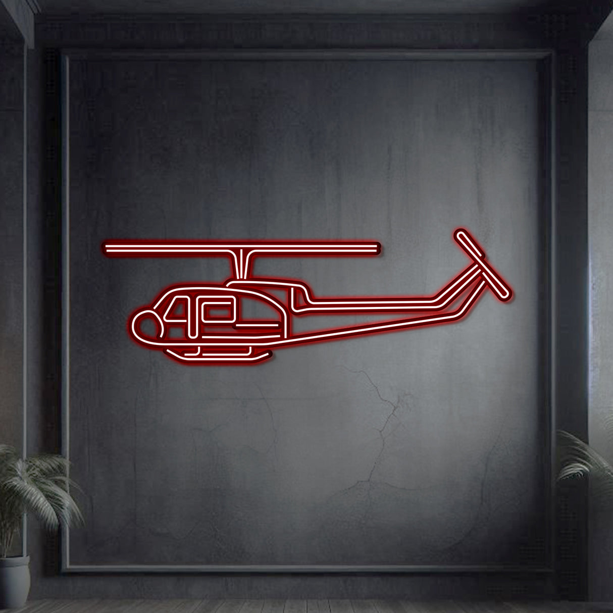 UH-1-MED Huey Metal Neon Aircraft Wall Art - NCN0066