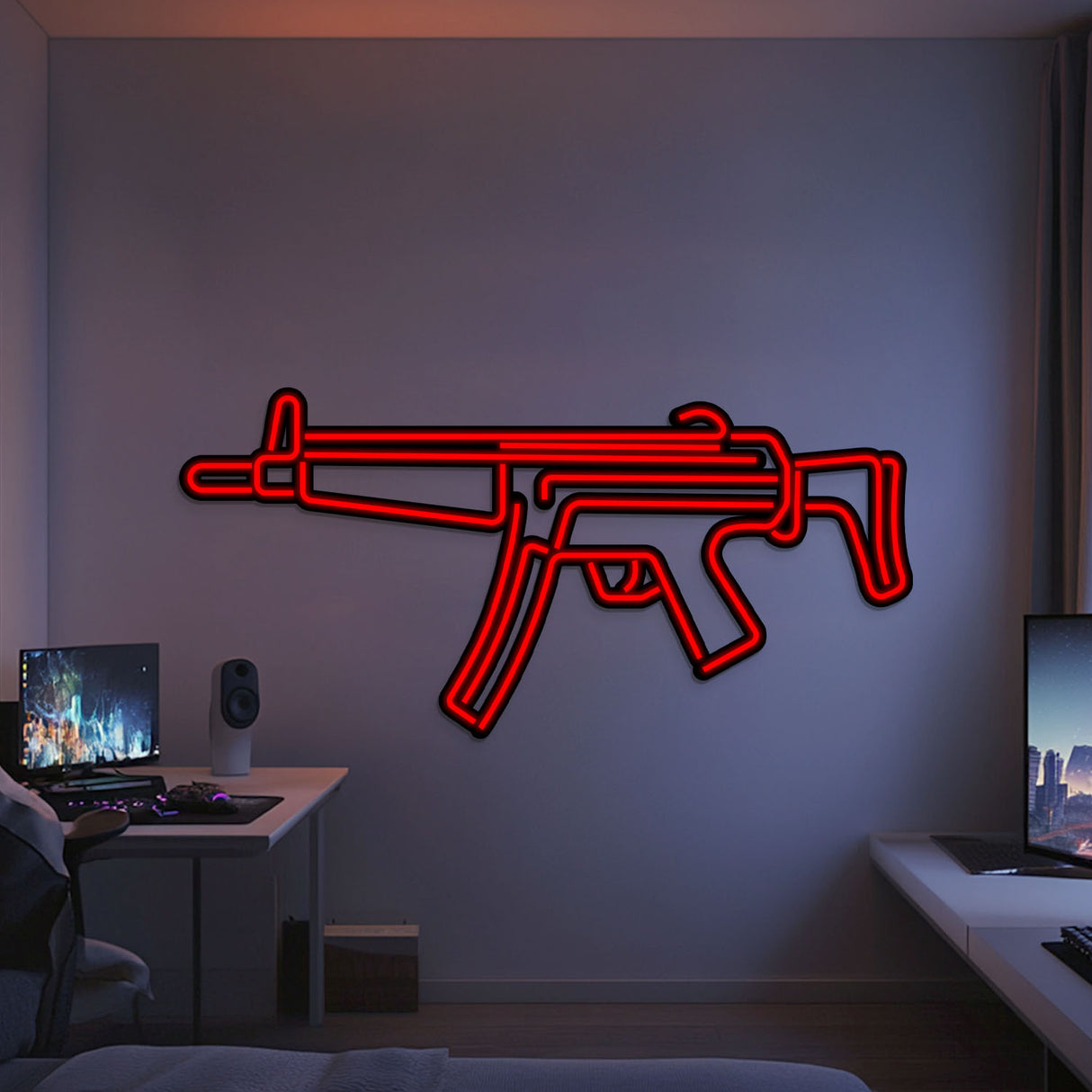 MP5 Metal Neon Weapon Wall Art - NCN0067