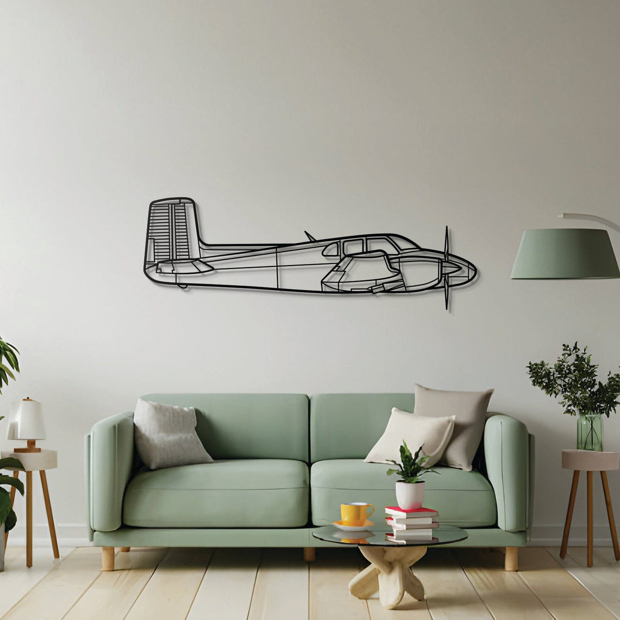 D50 Twin Bonanza Metal Aircraft Wall Art - NCP0322