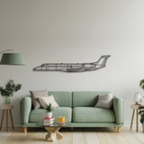 ERJ-135 regional jet silhouette art, laser-cut steel ready-to-hang décor for living spaces