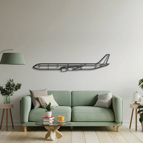 Aviation décor highlight: A340‑600 laser‑cut steel wall art with matte finish and elevation screws for avgeek spaces
