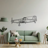 Aviation décor: AT‑500 metal wall art in matte steel with floating 3D effect—ideal for hangar or office