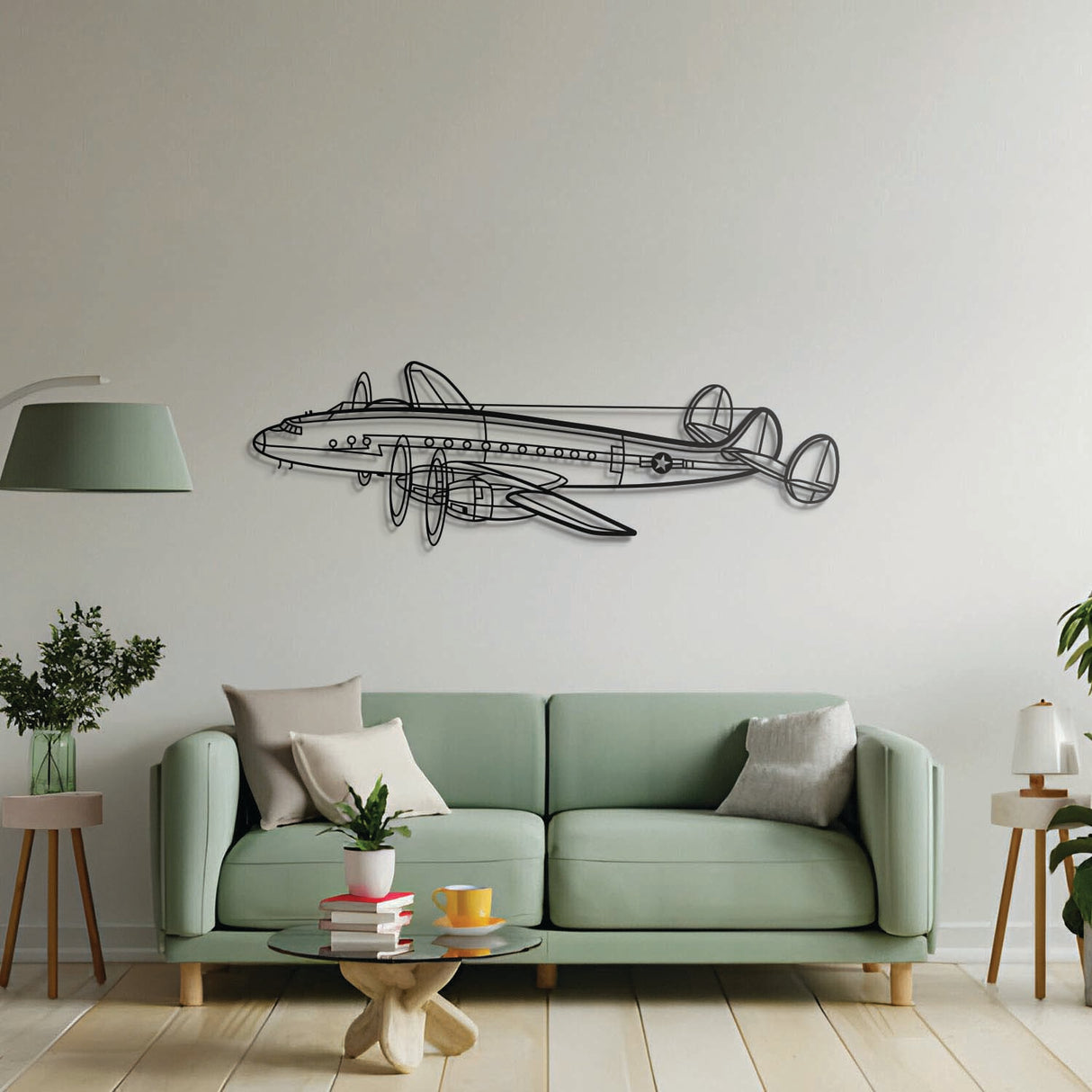 Aviation décor highlight: C‑121A Constellation laser-cut steel wall art with matte finish and elevation screws for avgeek spaces