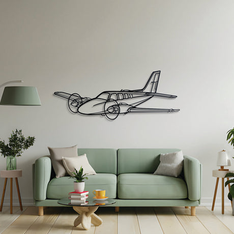Minimalist Baron 58 silhouette — sleek metal art elevated slightly for a 3D presentation
