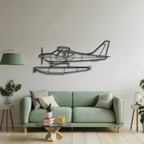 Sportsman 2+2 metal wall decor – precision laser‑cut high‑wing plane profile floating slightly off wall for dimensional appeal