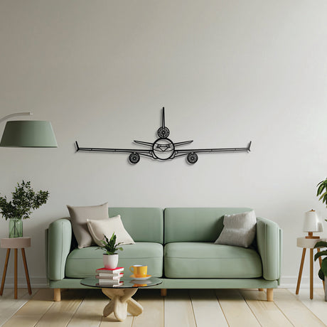Laser-cut Douglas MD‑11 front metal wall art – sleek airliner décor handcrafted for aviation enthusiasts