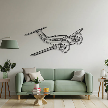 Aviation décor highlight: King Air F90 laser‑cut steel wall art with matte finish and elevation screws for avgeek‑style spaces