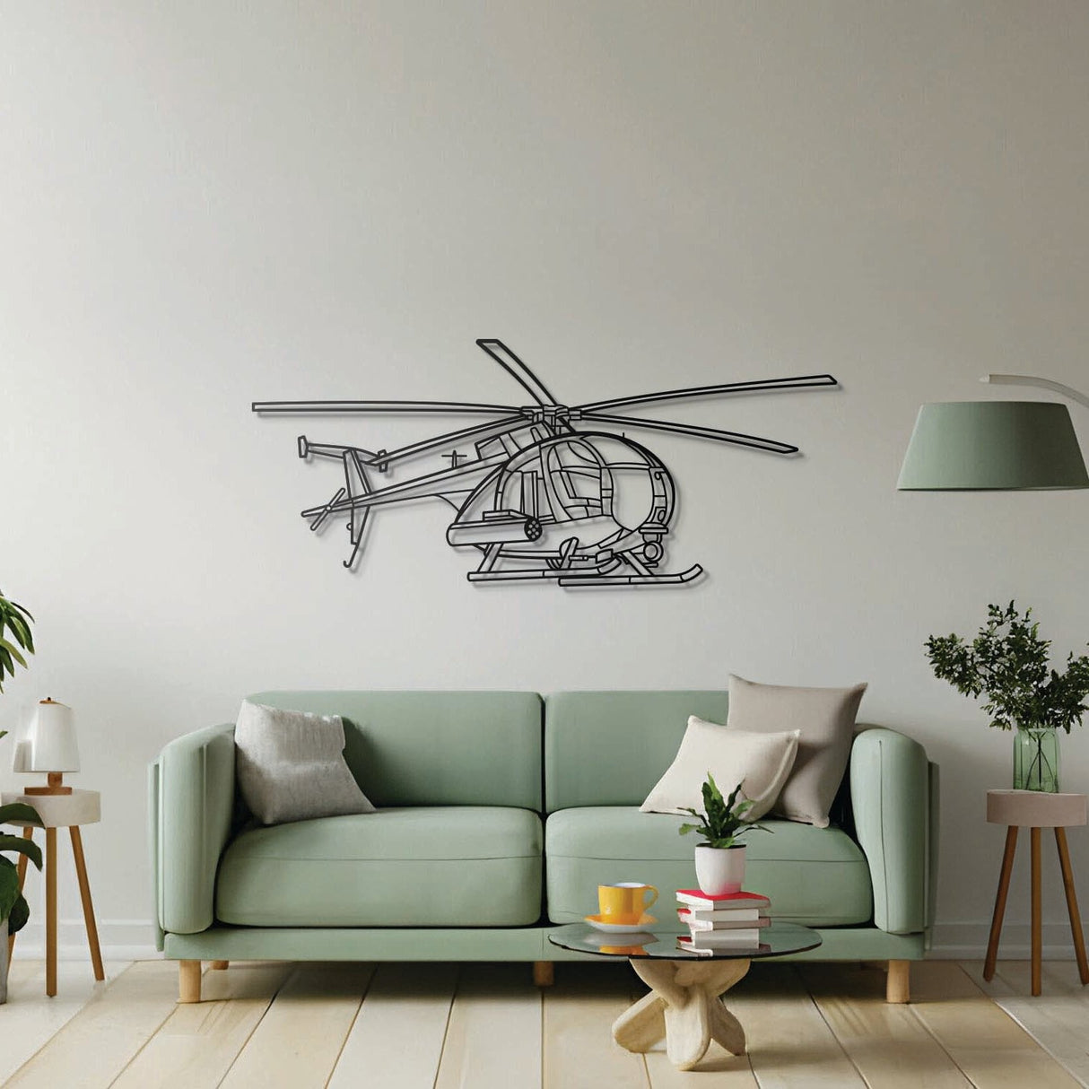 MH-6 Little Bird Angle Metal Aircraft Wall Art - NCP0482