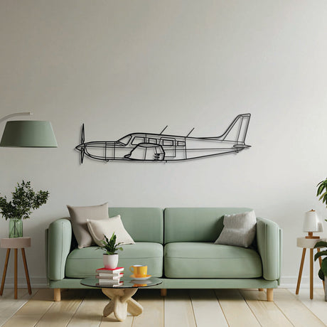 Aviation décor highlight: PA-32R-301 Saratoga HP II laser-cut steel wall art with matte finish and elevation screws for avgeek spaces