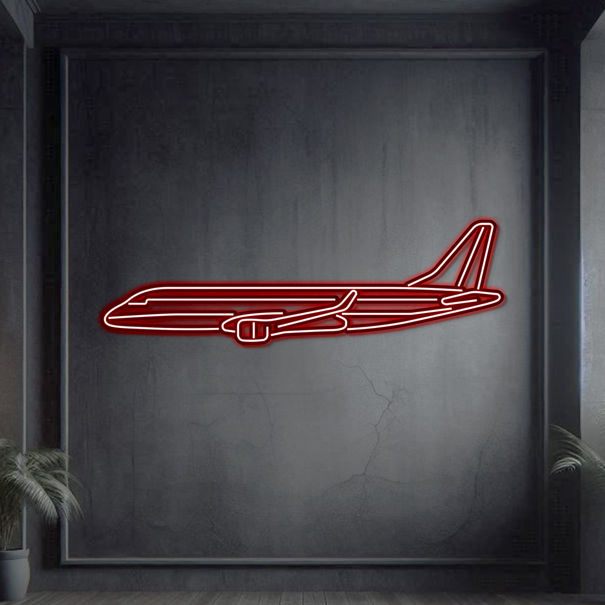 EMJ-175 Metal Neon Aircraft Wall Art - NCN0032