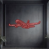 757-200 Angle Metal Neon Aircraft Wall Art - NCN0005