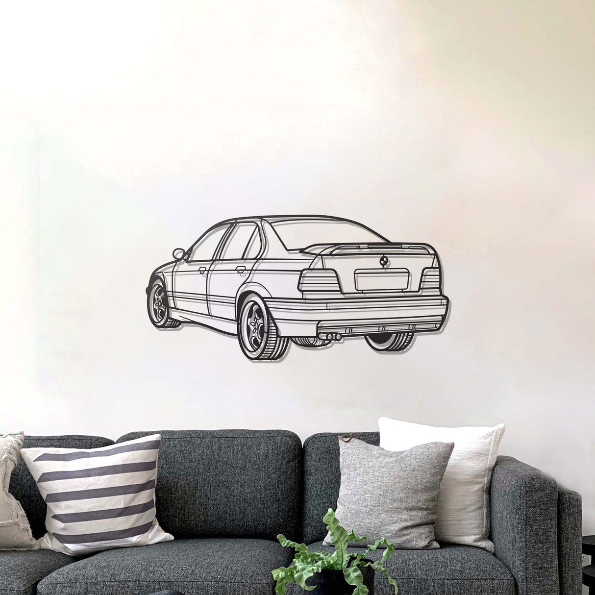 E36 M3 Back View Perspective Metal Car Wall Art - NC1226