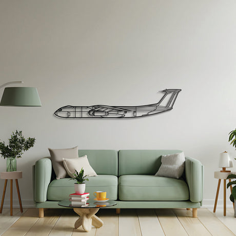 C-141 Starlifter silhouette crafted from 2 mm matte black laser-cut steel with subtle 3D elevation