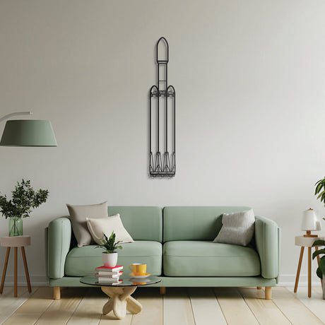 Falcon Heavy metal art, laser‑cut steel ready‑to‑hang décor for living spaces