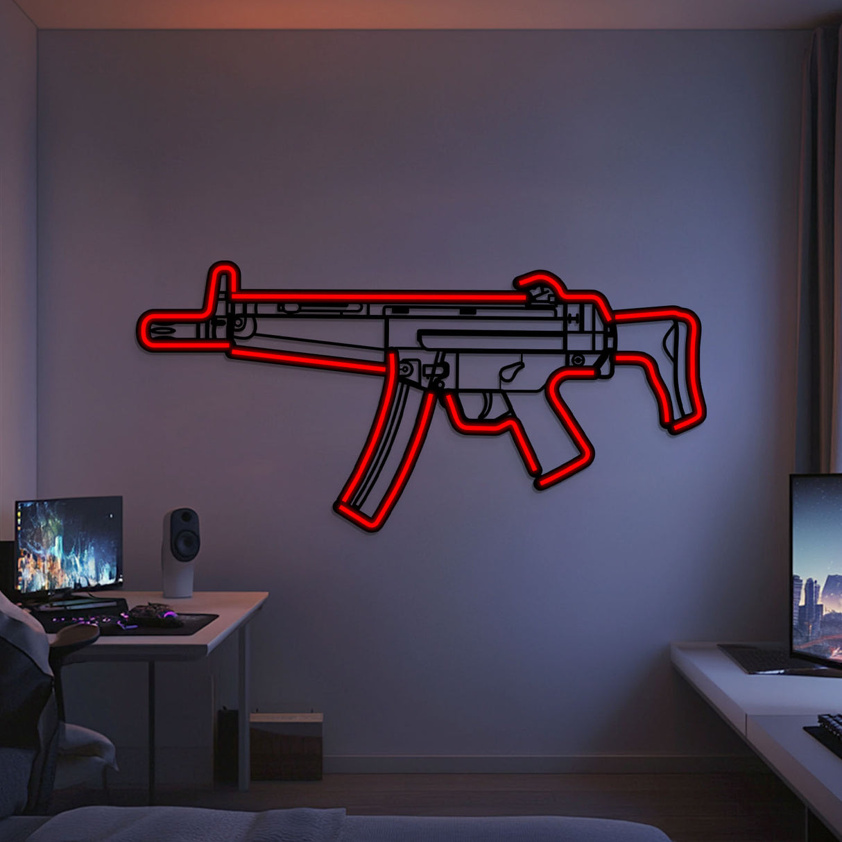 MP5 Metal Neon Weapon Wall Art - NCN0067