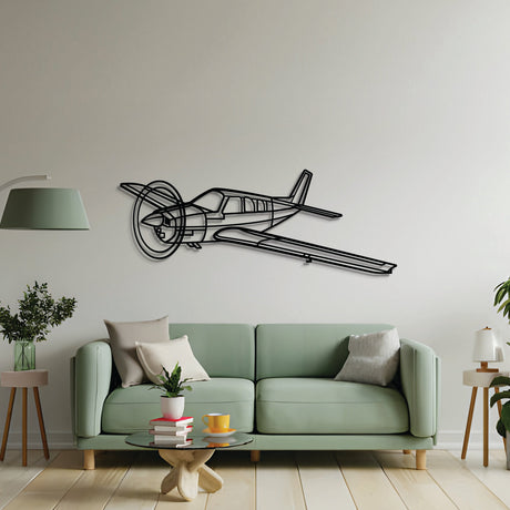 2 mm steel Bonanza A‑36 wall art, laser‑cut matte finish, floats ~1 cm off wall for dynamic 3D depth